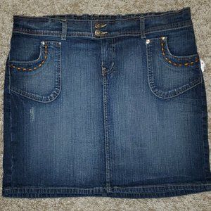 Distressed Denim Mini Skirt Woman's